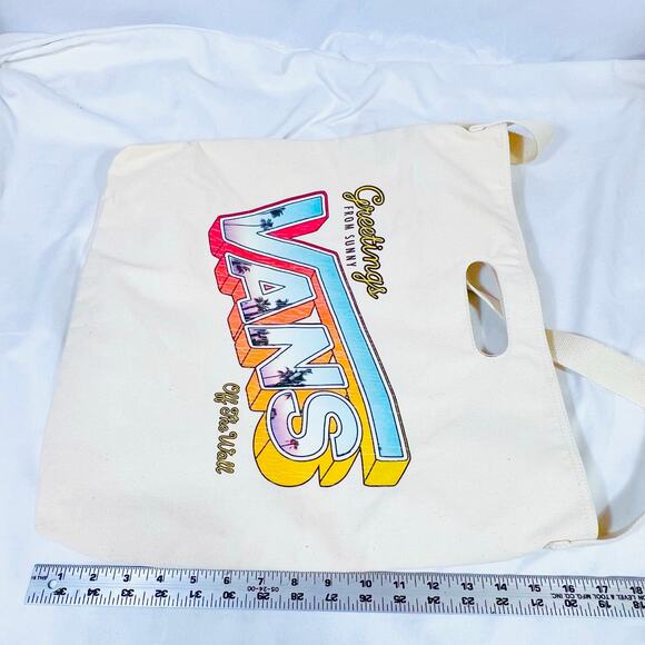 Vans Driftin' Away Tote Bag Snap Button Zipper Large Palm Trees Cutout Handle - Picture 7 of 8